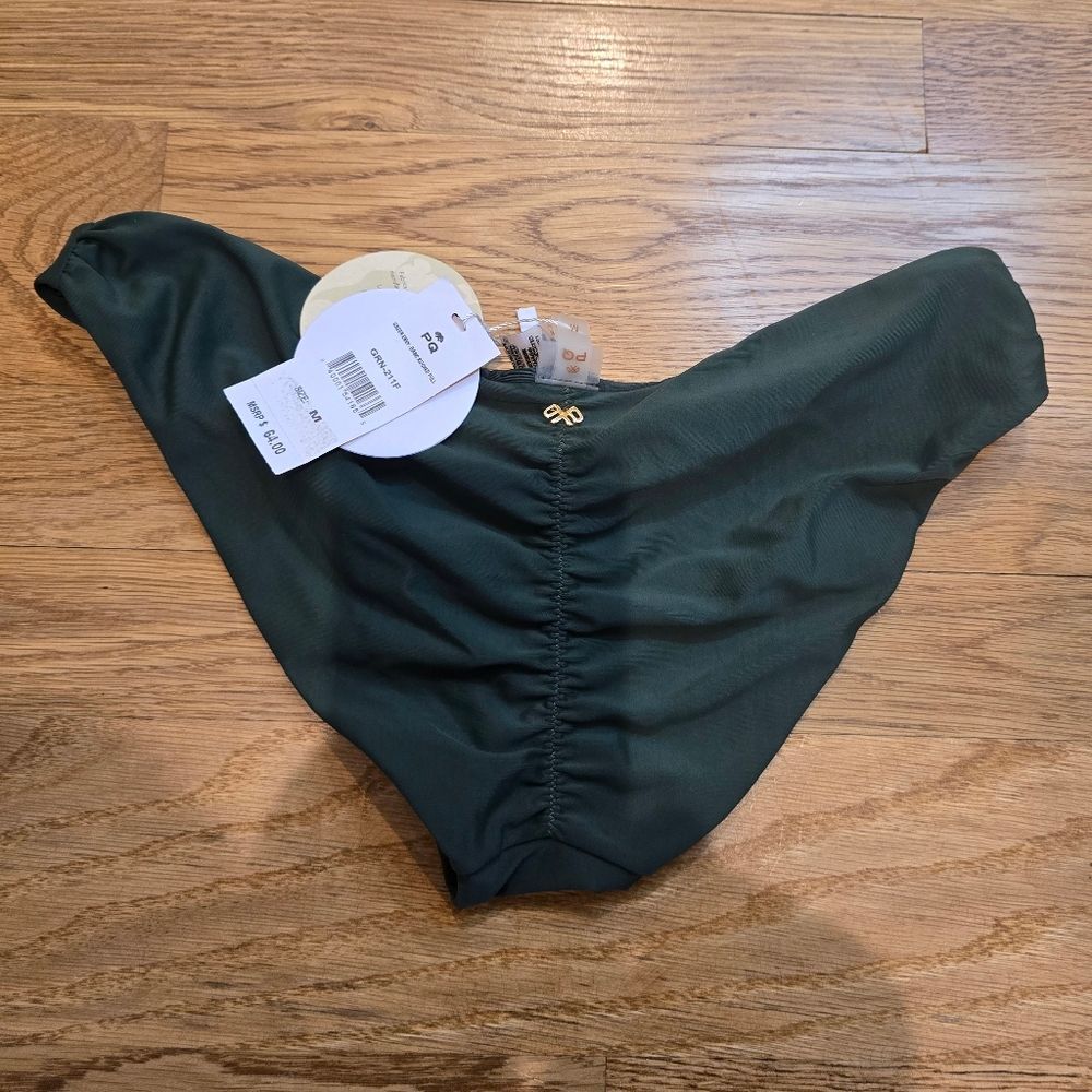 NWT PQ Swim Basic Ruched Full Bottom Green Envy Sz M - Picture 4 of 4